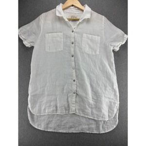 Christian Siriano New York Button Down Shirt‎ Mens L Linen White Tunic Beach